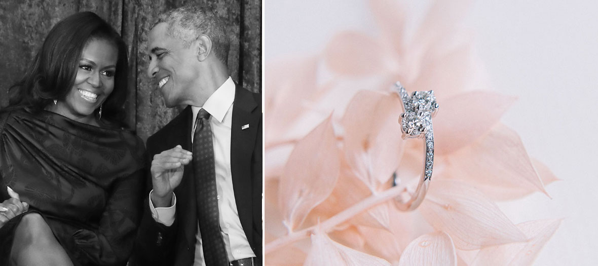 Portrait de Michelle et Barack Obama avec la bague Authenticité et Naturel